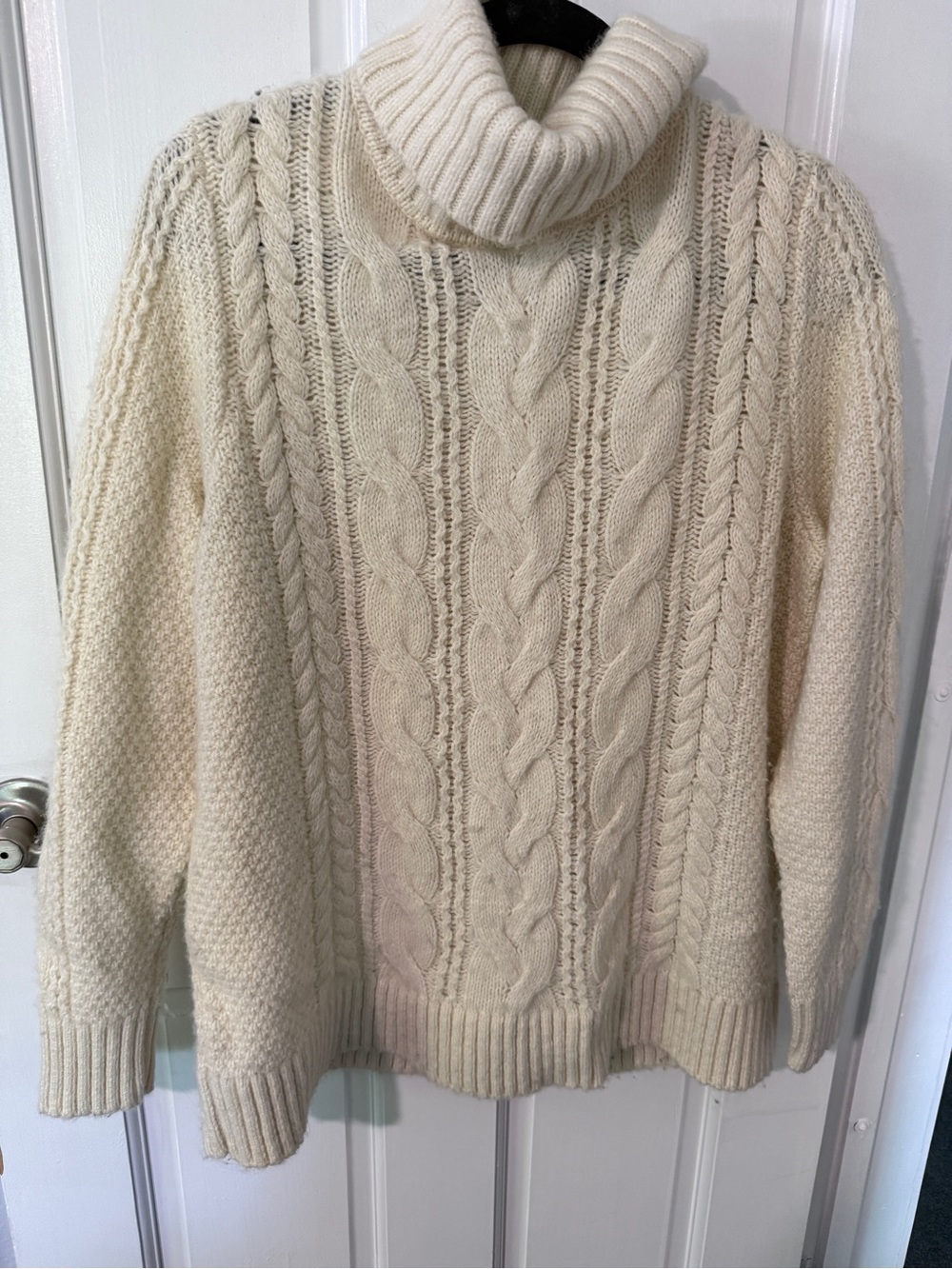 L.L. Bean Cream Cable Turtleneck Sweater